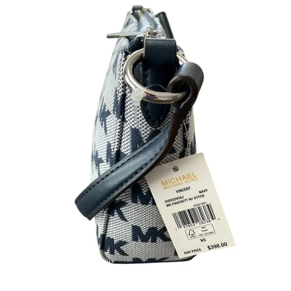 Michael Kors Vincent Logo Jacquard Pochette with Card Case NWT